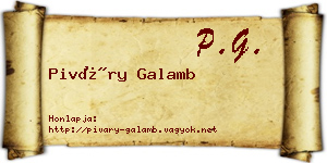 Piváry Galamb névjegykártya